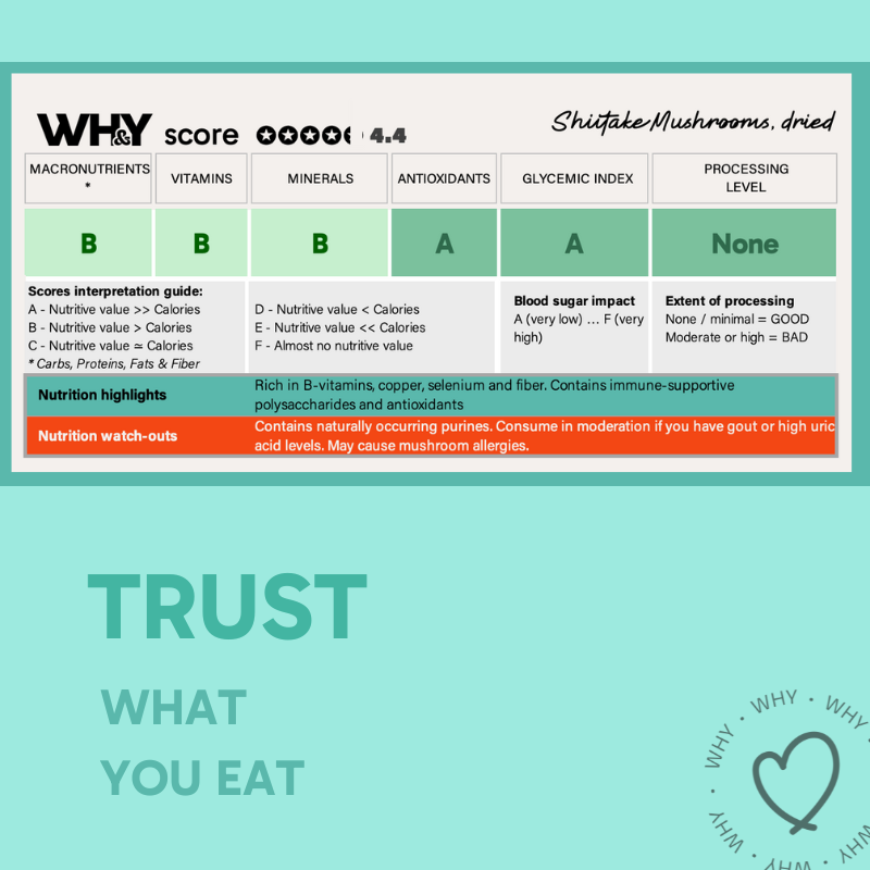 Shiitake Mushrooms, dried, 100 grams - WHY Nutrition