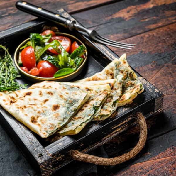 Turkish Gözleme (Spinach & Feta stuffed flatbread)