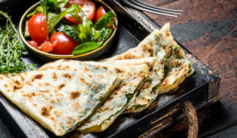 Turkish Gözleme (Spinach & Feta stuffed flatbread)