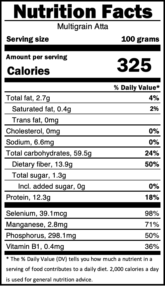 Multigrain Atta, 1kg (6 grains, Slow ground)